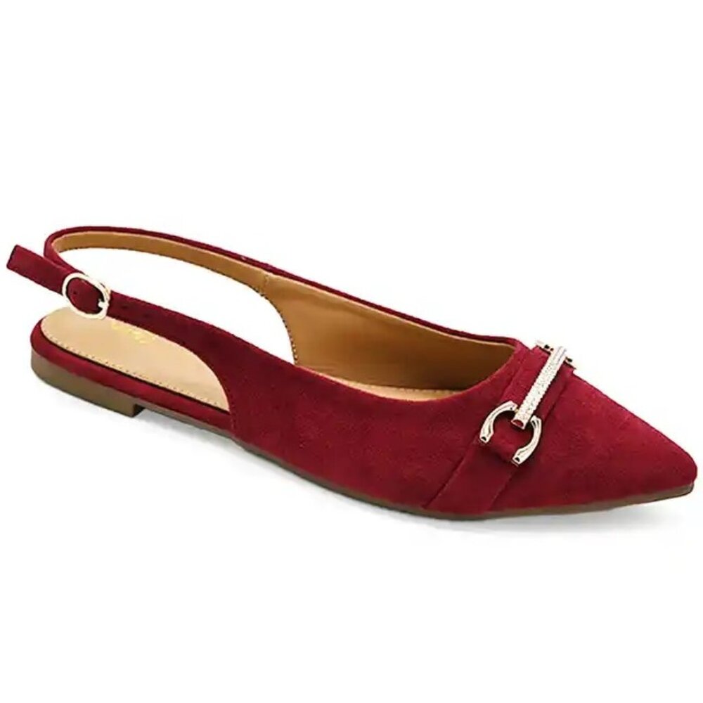 Women’s Minimal Slingback Red Flats – Sleek & Versatile